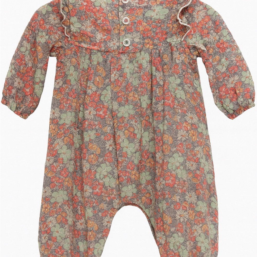 Angel Dear Floral Print Kids Footie - Red and Green